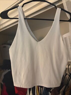 Women's V-Neck White Crop Tank Top